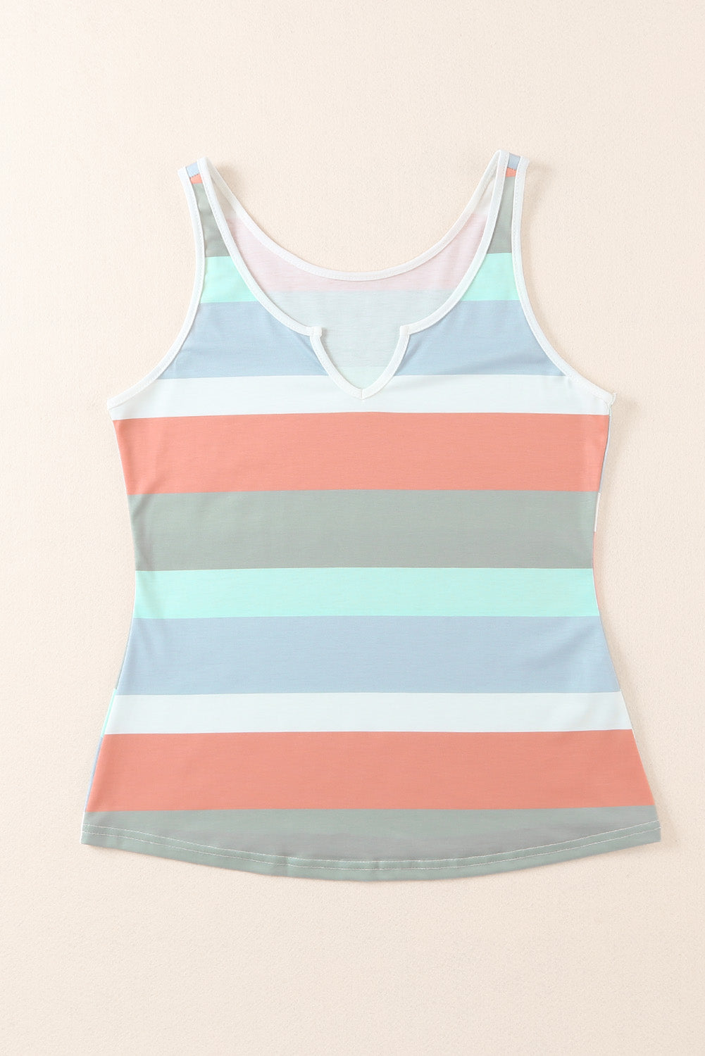 Striped Notched Neck Tank-Teresa&#39;s Fashionista LLC