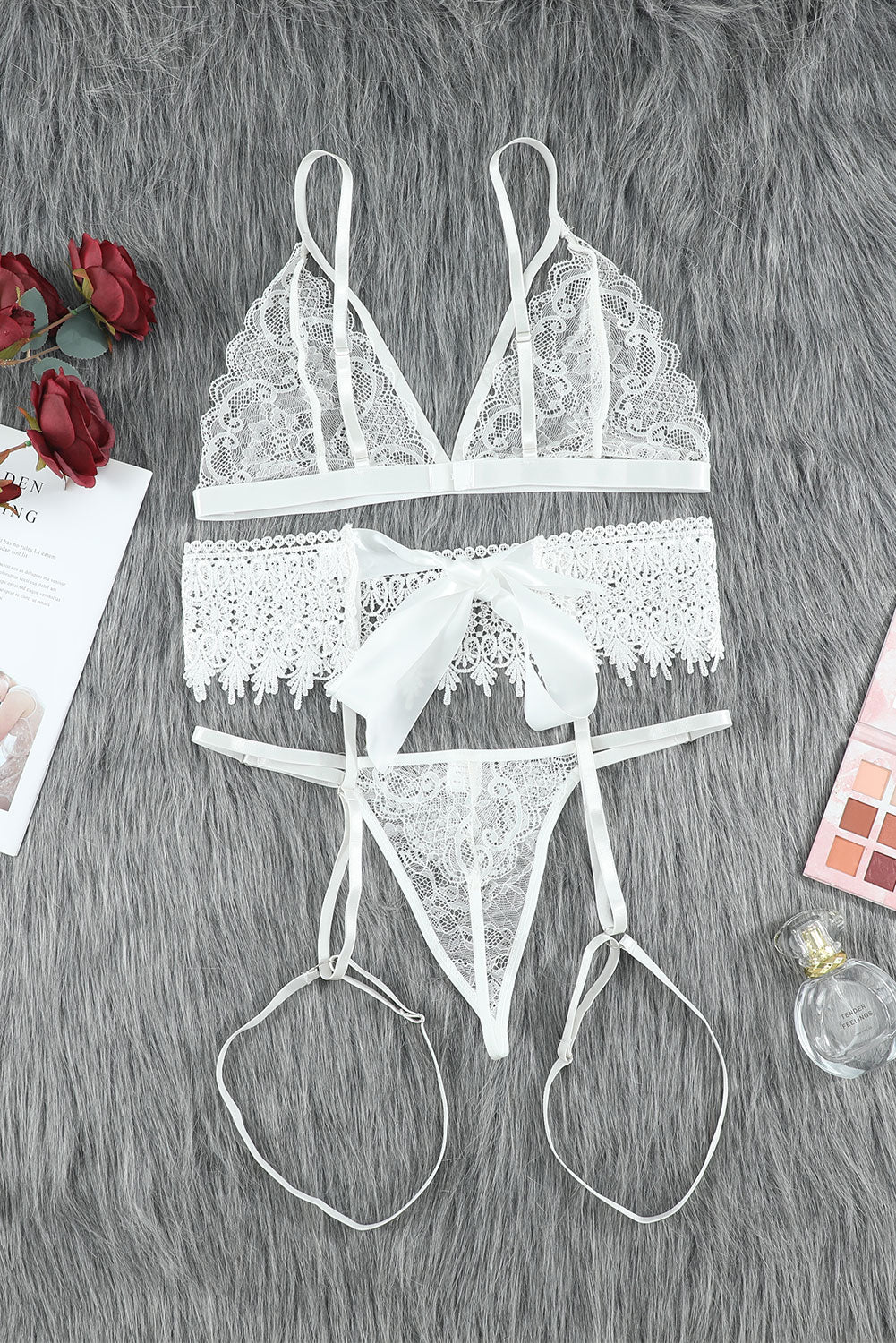 Lace Lingerie Three-Piece Set-Teresa&#39;s Fashionista LLC