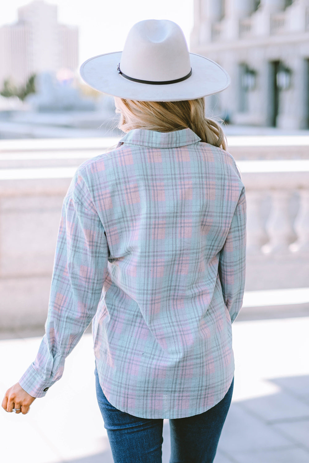 Plaid Button-Up Dropped Shoulder Shirt-Teresa&#39;s Fashionista LLC