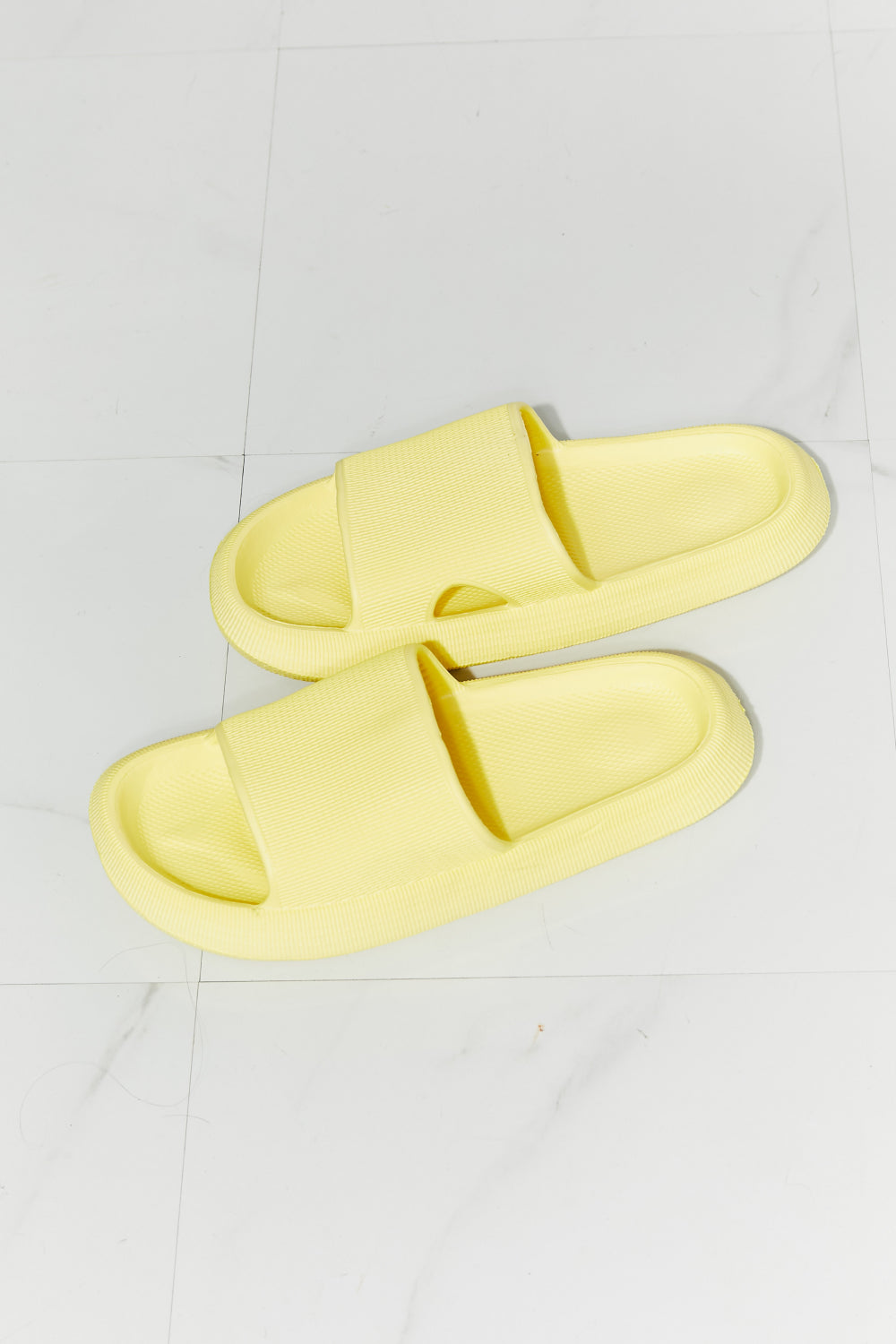 MMShoes Arms Around Me Open Toe Slide in Yellow-Teresa&#39;s Fashionista LLC