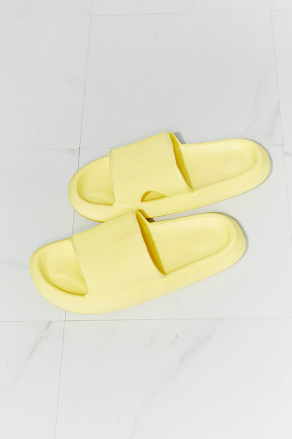 MMShoes Arms Around Me Open Toe Slide in Yellow-Teresa&#39;s Fashionista LLC