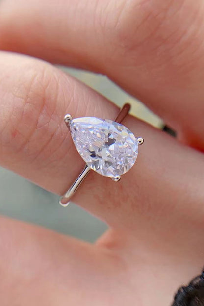 Classic Teardrop 2 Carat Moissanite Ring-Teresa&#39;s Fashionista LLC