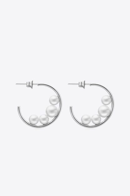 Can't Stop Your Shine Pearl C-Hoop Earrings-Teresa&#39;s Fashionista LLC