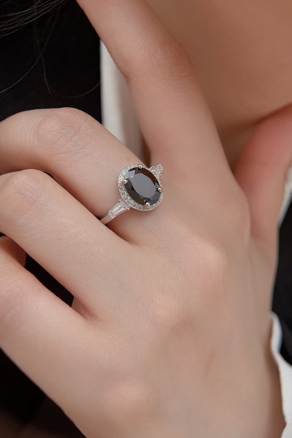 Agate 925 Sterling Silver Halo Ring-Teresa&#39;s Fashionista LLC