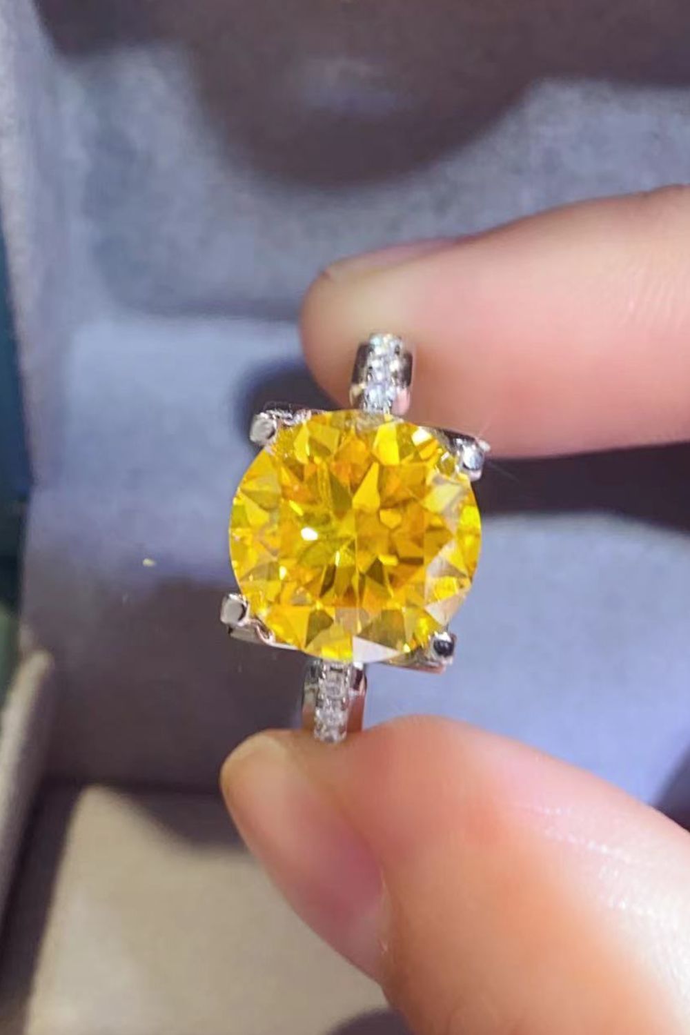 5 Carat Moissanite 925 Sterling Silver Ring in Banana Yellow-Teresa&#39;s Fashionista LLC