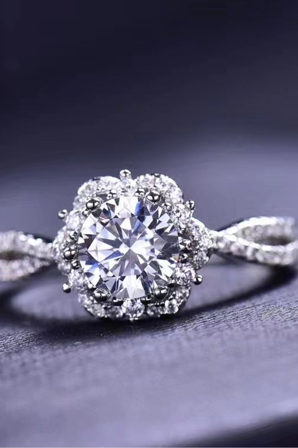 Platinum-Plated Six Prong 1 Carat Moissanite Ring-Teresa&#39;s Fashionista LLC