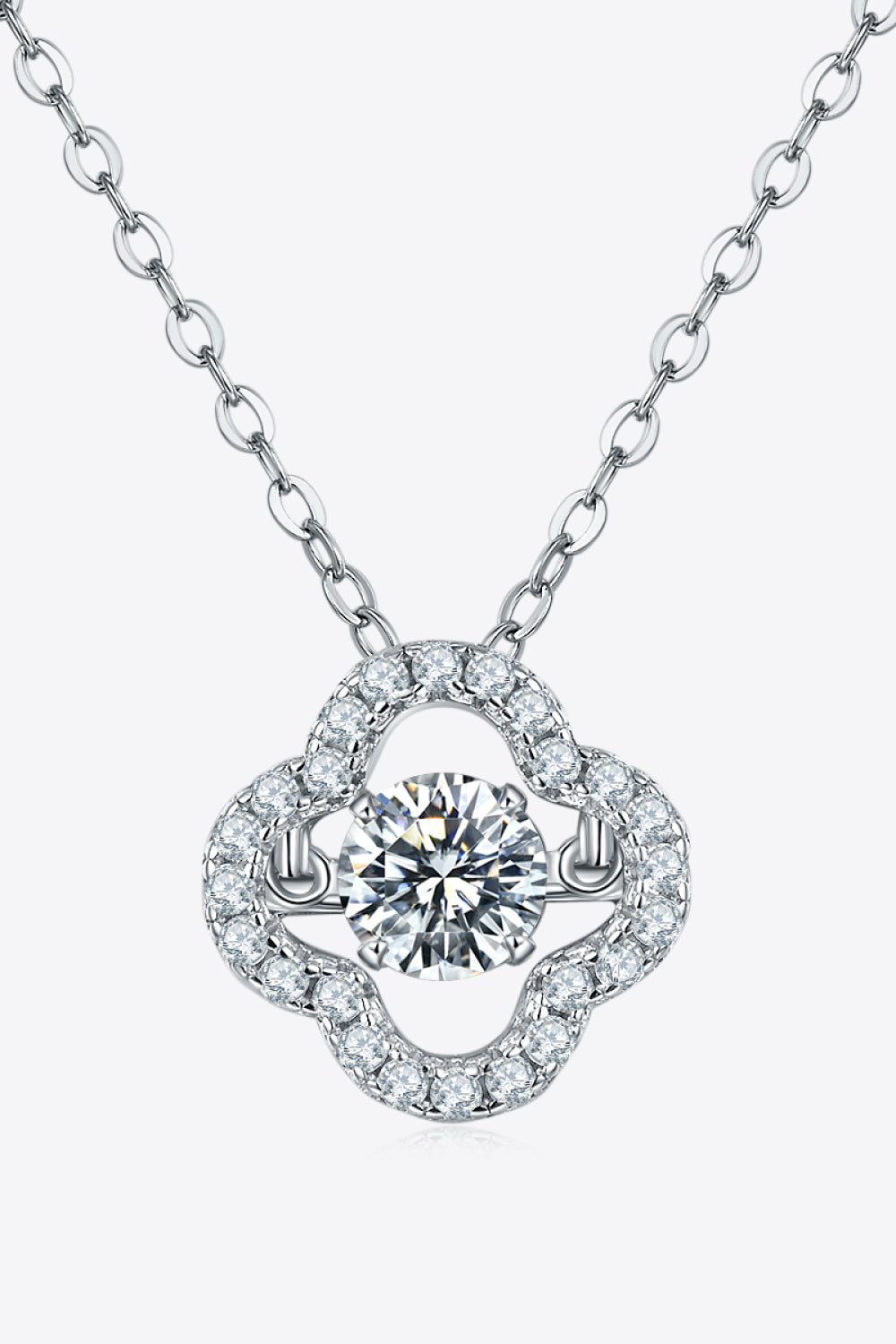 Moissanite Four Leaf Clover Pendant Necklace-Teresa&#39;s Fashionista LLC