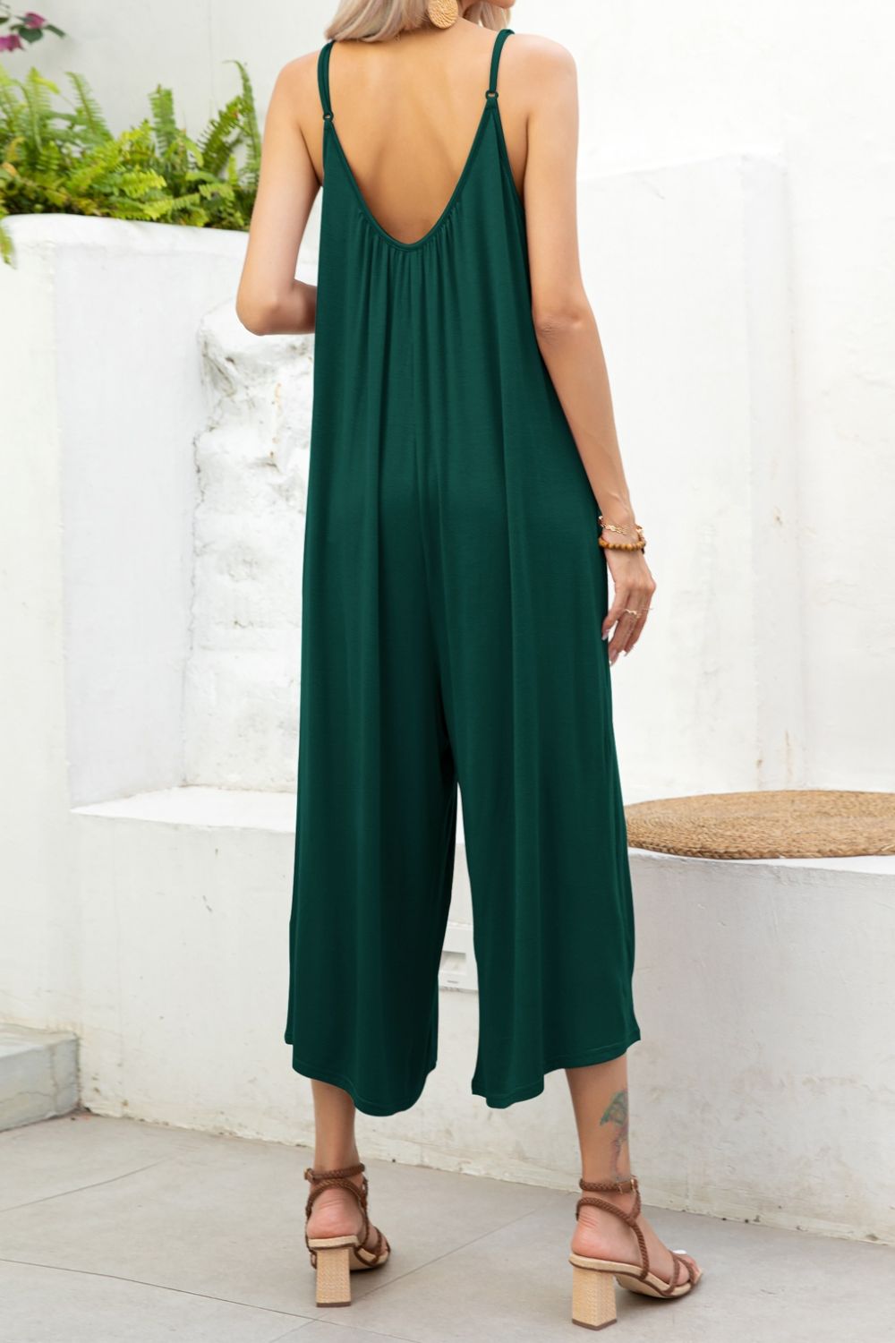 Spaghetti Strap Scoop Neck Jumpsuit-Teresa&#39;s Fashionista LLC