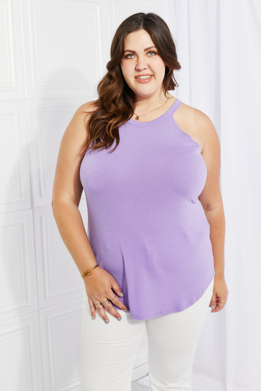 Zenana Sweet & Simple Full Size Halter Neck Tank-Teresa&#39;s Fashionista LLC