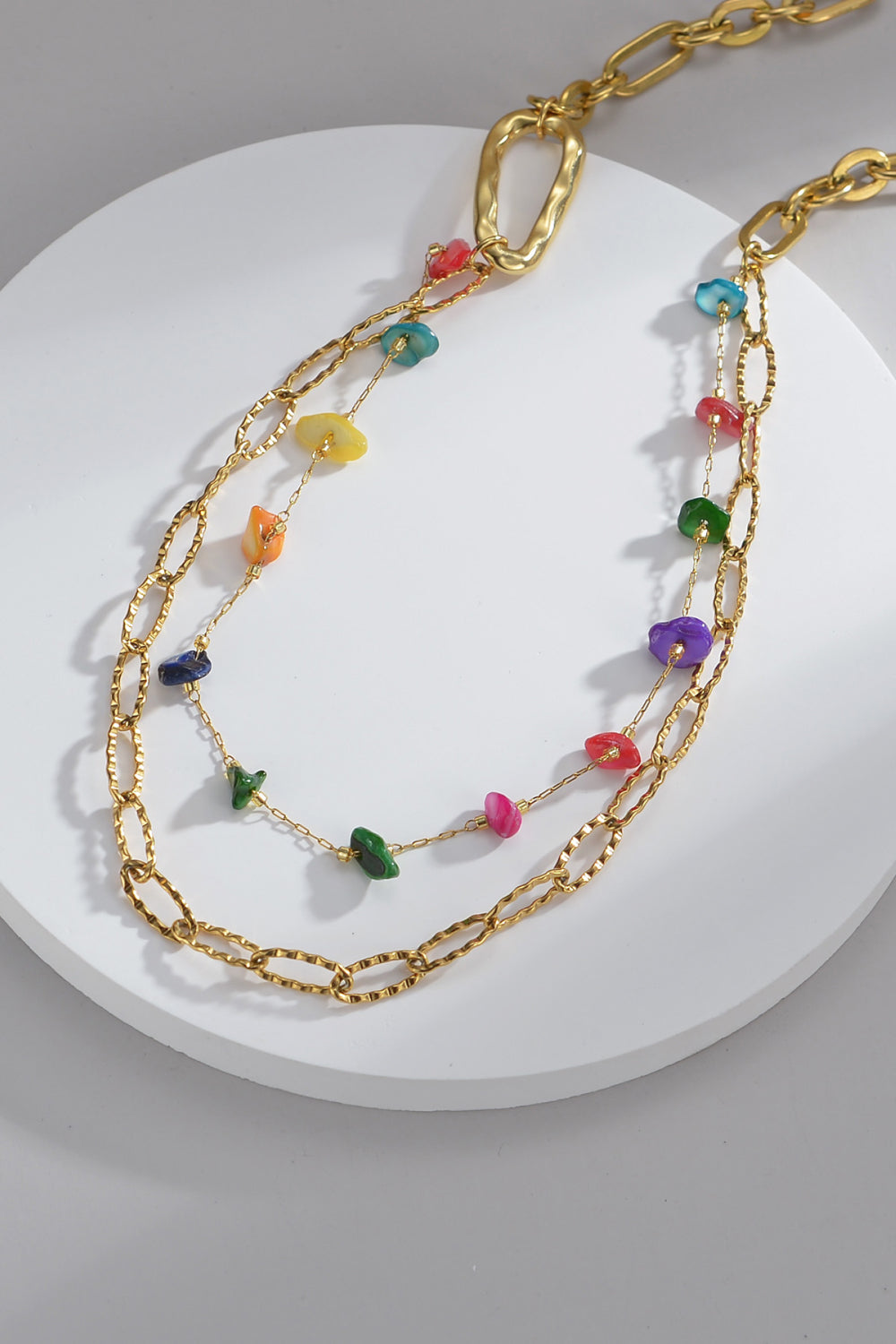 Multicolored Stone Double-Layered Necklace-Teresa&#39;s Fashionista LLC