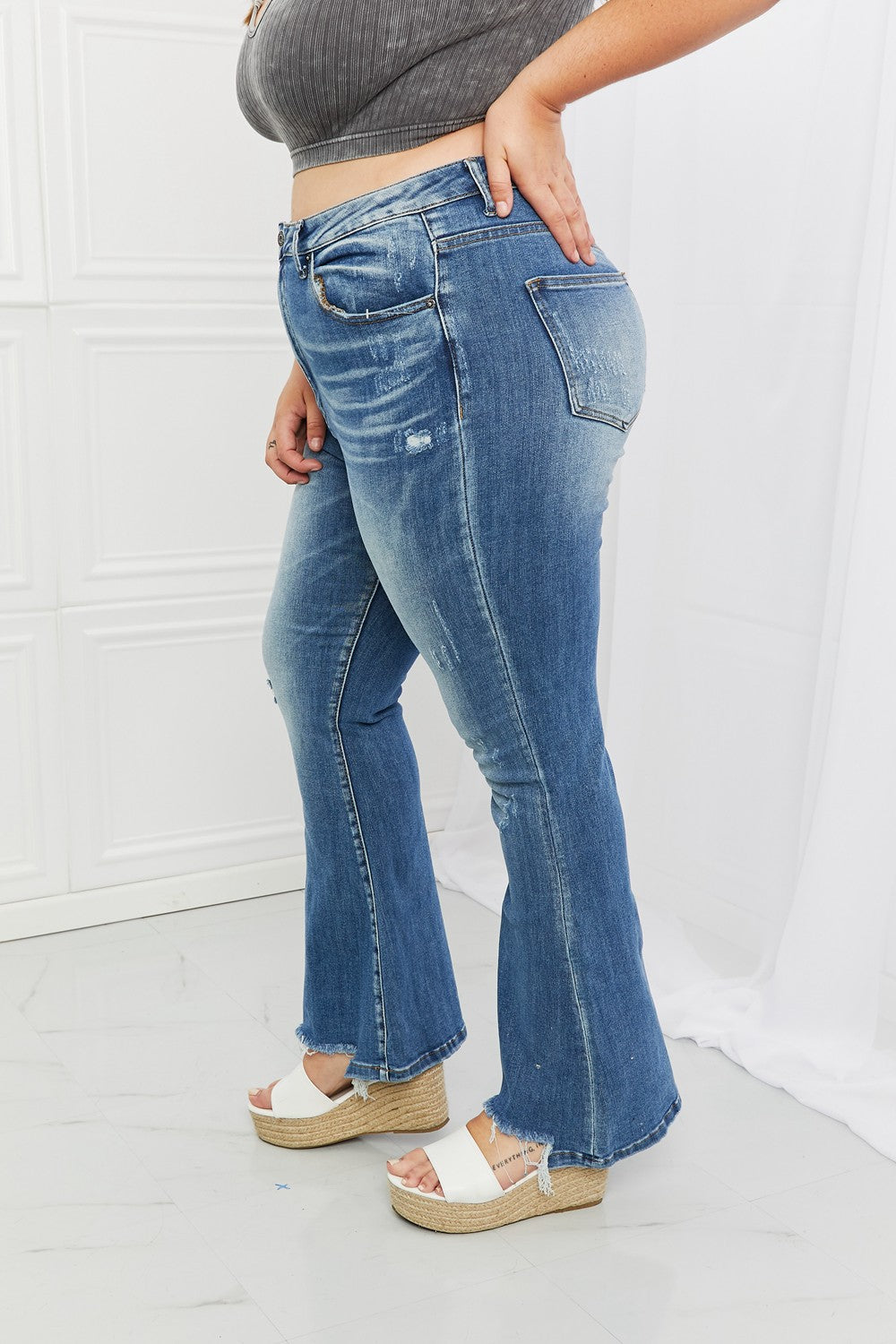 RISEN Full Size Iris High Waisted Flare Jeans-Teresa&#39;s Fashionista LLC