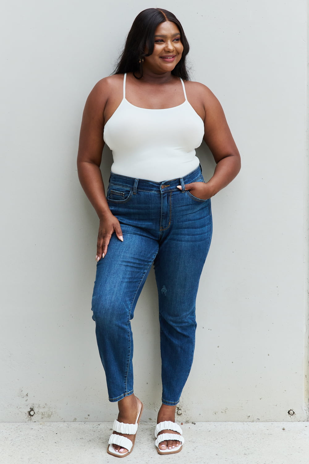 Judy Blue Aila Regular Full Size Mid Rise Cropped Relax Fit Jeans-Teresa&#39;s Fashionista LLC