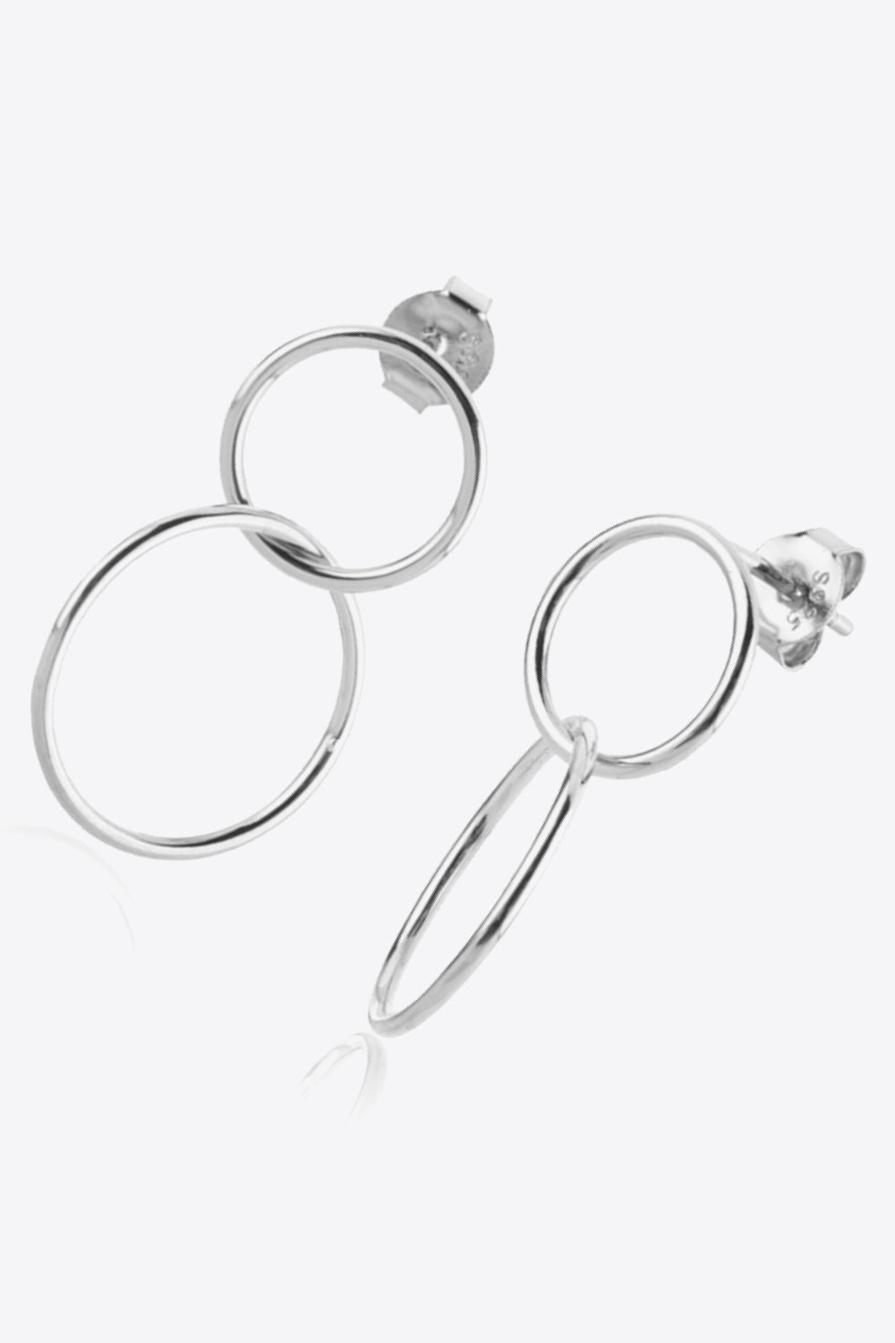 925 Sterling Silver Double Hoop Drop Earrings-Teresa&#39;s Fashionista LLC