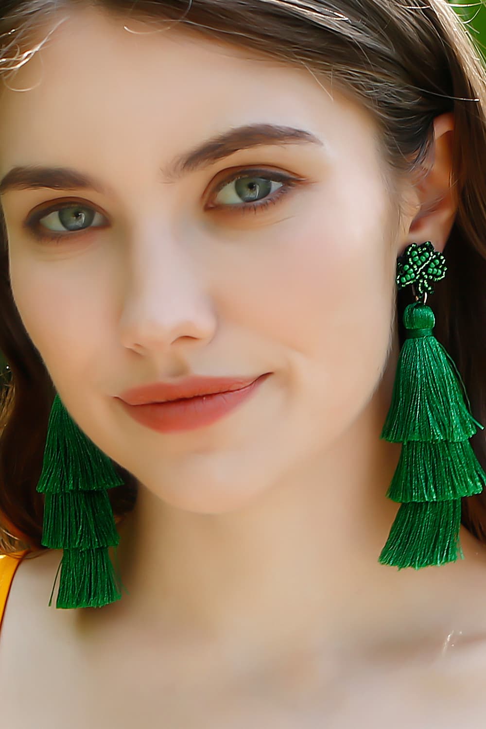 Shamrock Earrings with Tassel-Teresa&#39;s Fashionista LLC