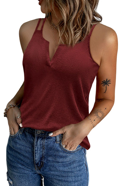 Double-Strap Notched Neck Tank-Teresa&#39;s Fashionista LLC