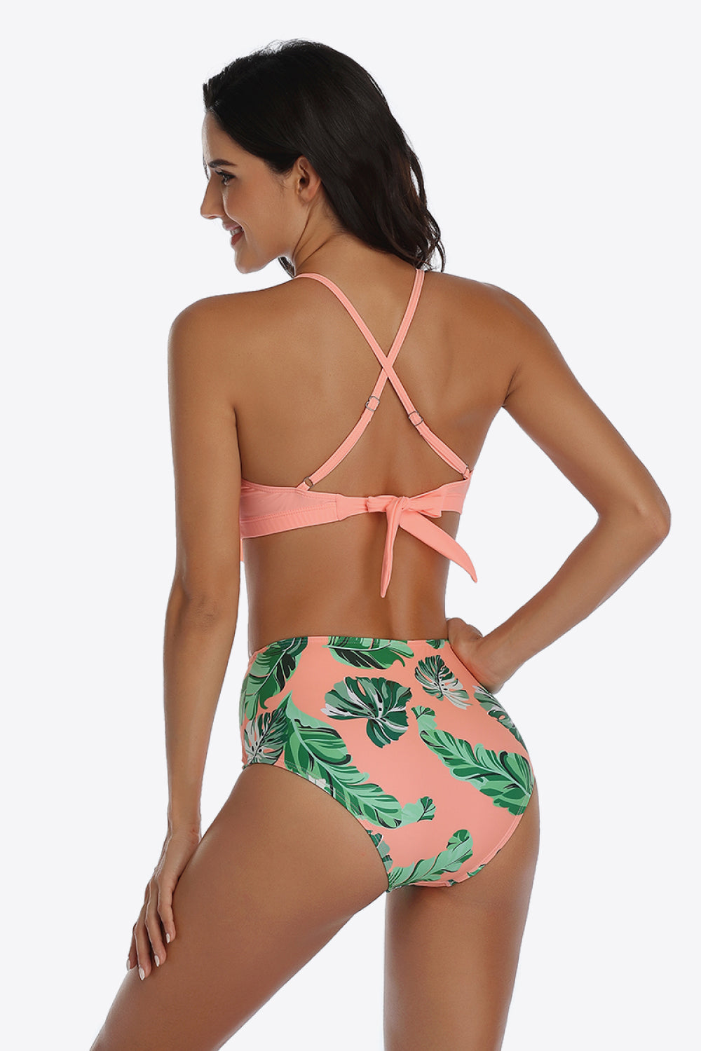 Tropical Print Ruffled Two-Piece Swimsuit-Teresa&#39;s Fashionista LLC