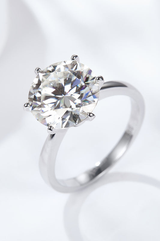 Platinum-Plated 5 Carat Moissanite Solitaire Ring-Teresa&#39;s Fashionista LLC