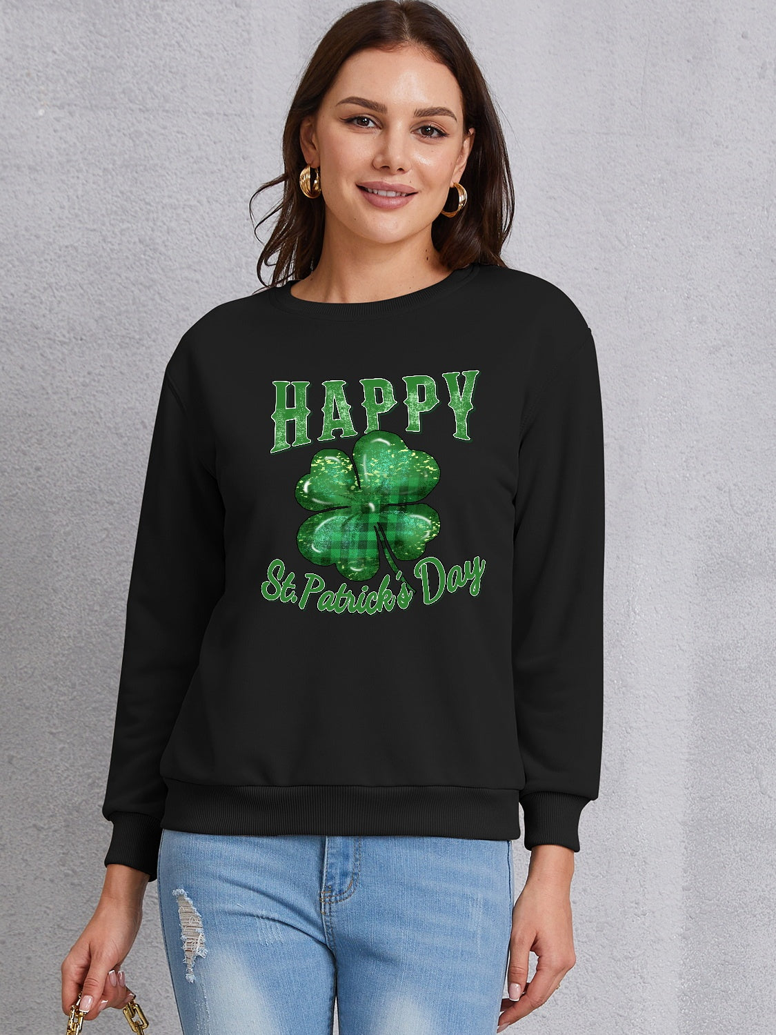 HAPPY ST. PATRICK'S DAY Dropped Shoulder Sweatshirt-Teresa&#39;s Fashionista LLC