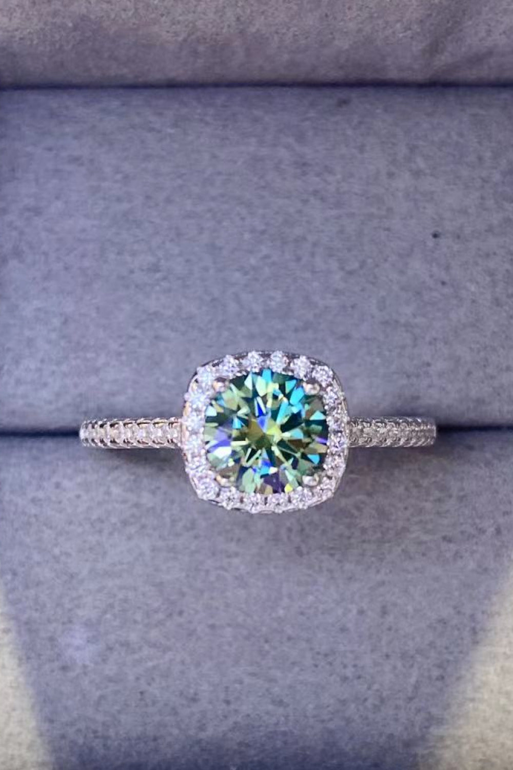 3 Carat Moissanite Platinum-Plated Cluster Ring-Teresa&#39;s Fashionista LLC