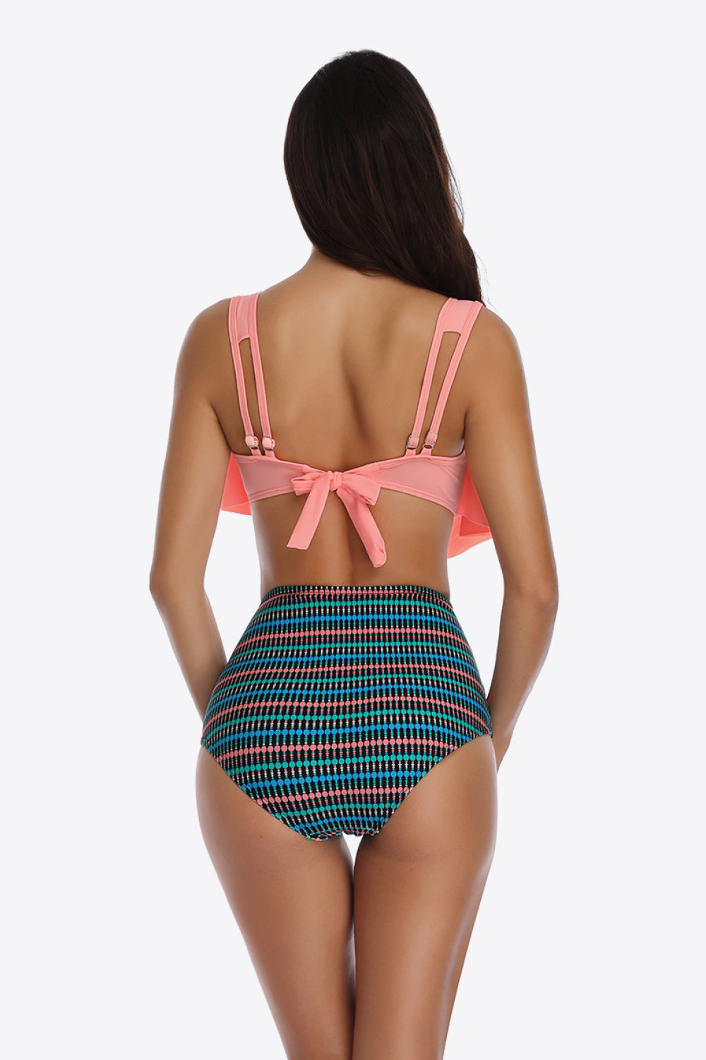 Two-Tone Ruffled Two-Piece Swimsuit-Teresa&#39;s Fashionista LLC