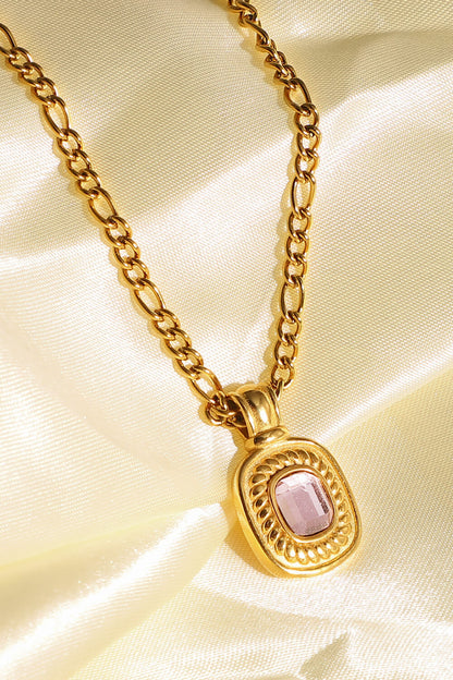 18K Gold Plated Inlaid Rhinestone Pendant Necklace-Teresa&#39;s Fashionista LLC