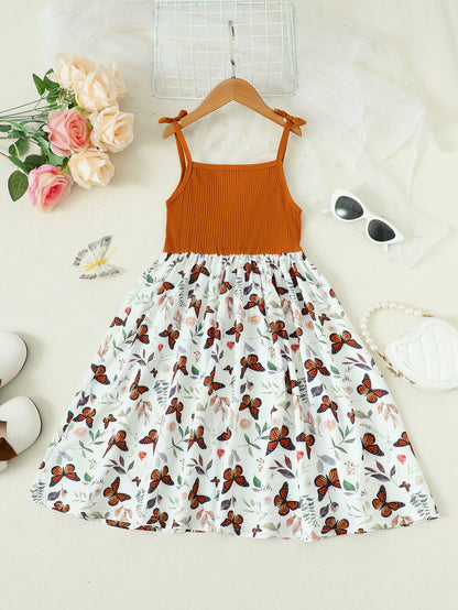 Butterfly Print Bow Detail Dress-Teresa&#39;s Fashionista LLC