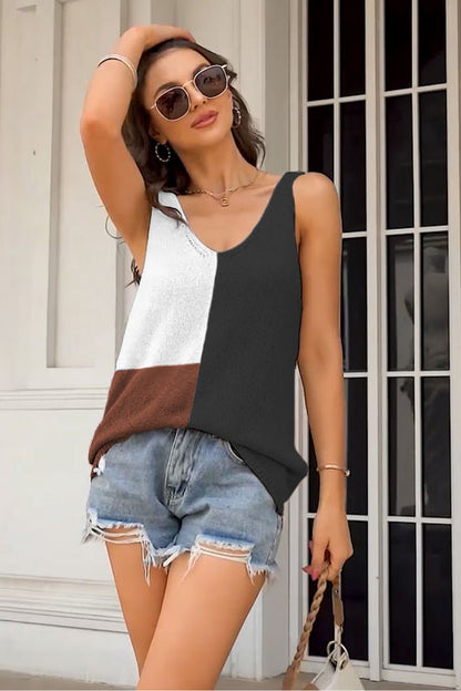 Color Block Knit Tank-Teresa&#39;s Fashionista LLC