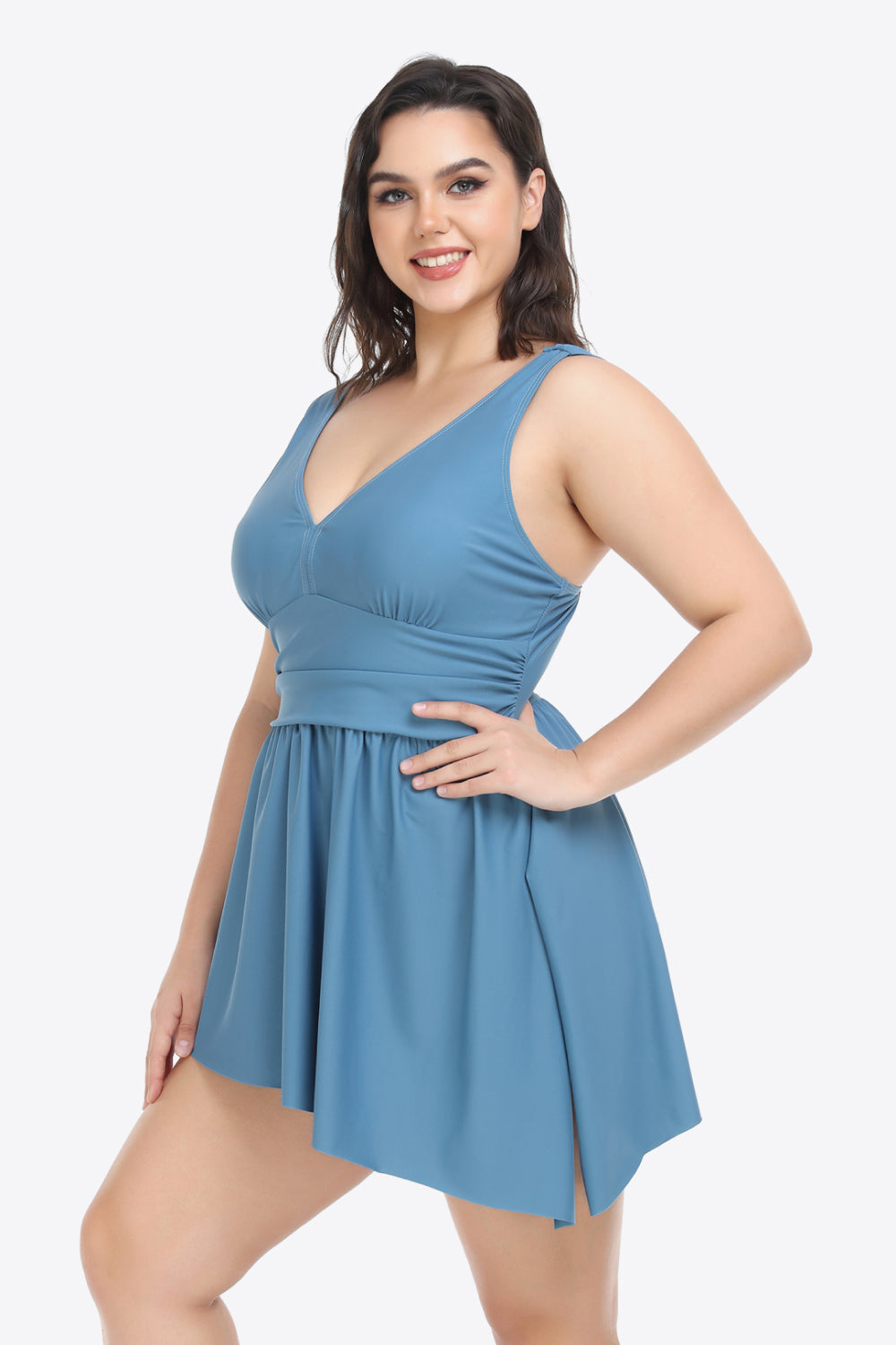 Plus Size Plunge Sleeveless Two-Piece Swimsuit-Teresa&#39;s Fashionista LLC