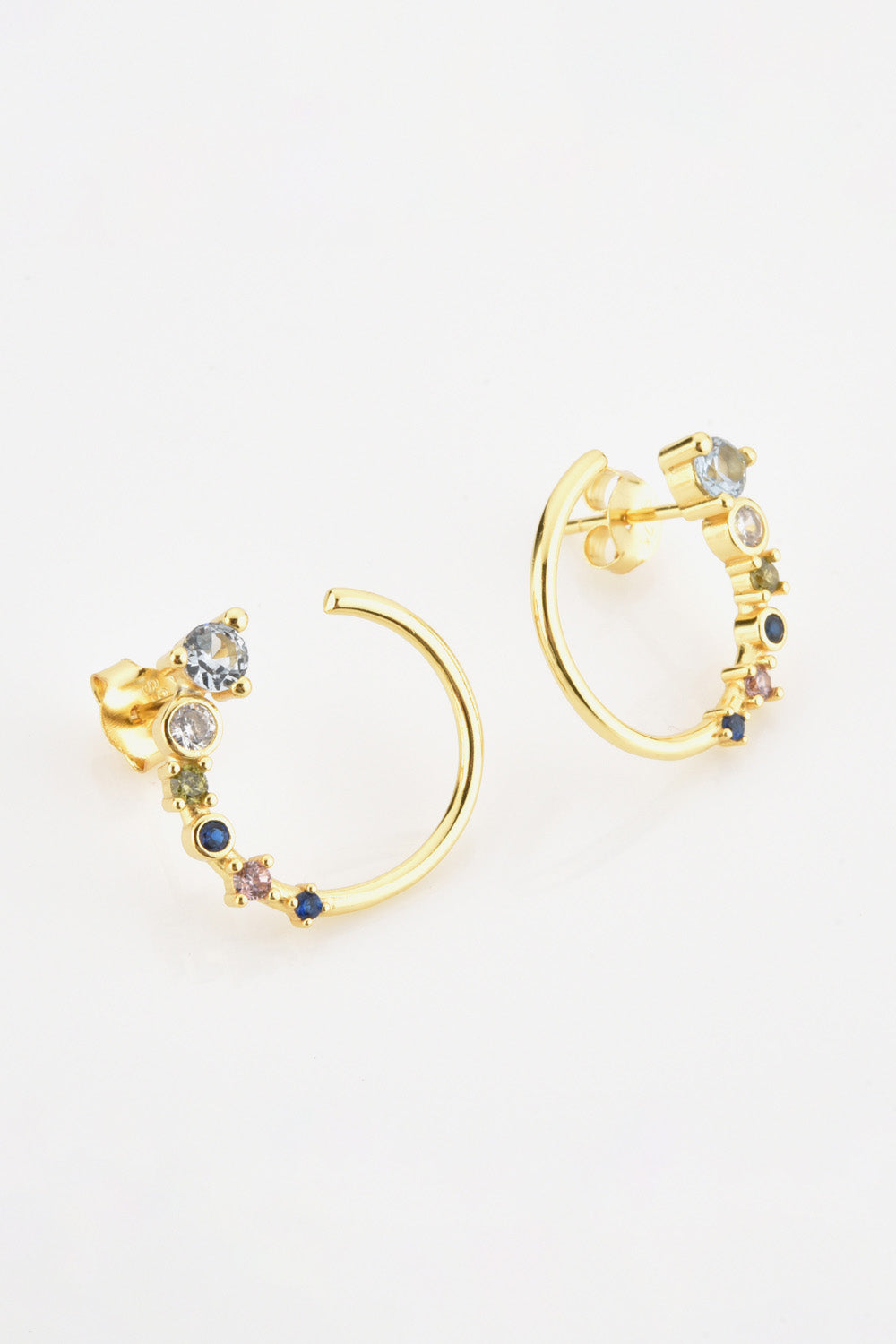 18K Gold-Plated 925 Sterling Silver C-Hoop Earrings-Teresa&#39;s Fashionista LLC