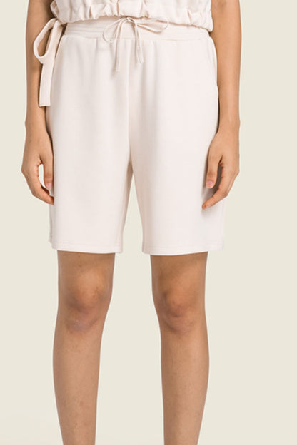 Drawstring Elastic Waist Sports Bermuda Shorts-Teresa&#39;s Fashionista LLC