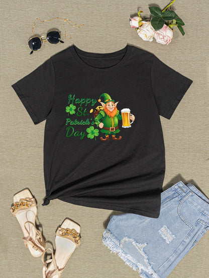 HAPPY ST. PATRICK'S DAY Round Neck T-Shirt-Teresa&#39;s Fashionista LLC