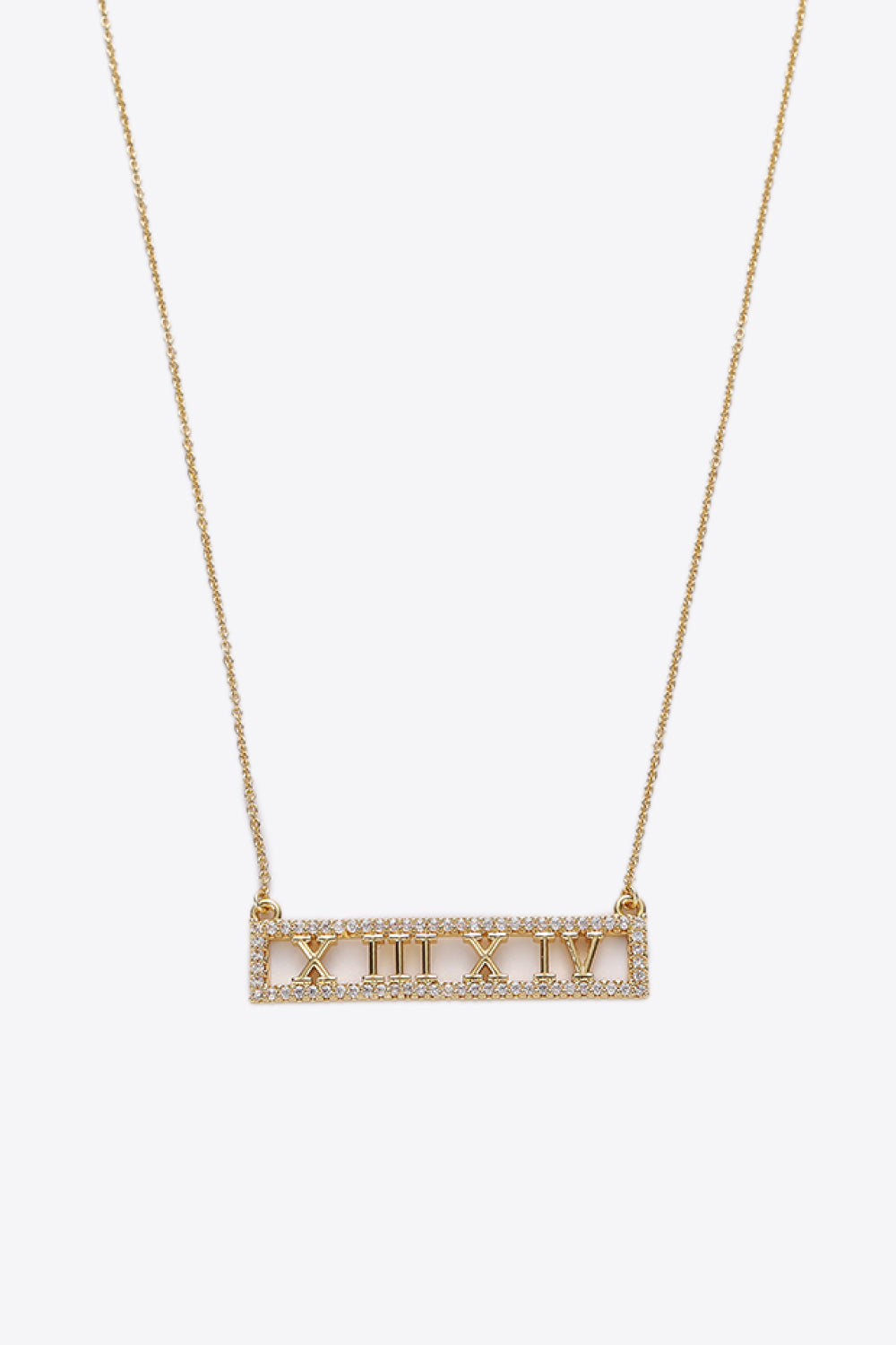 Inlaid Cubic Zirconia Bar Pendant Necklace-Teresa&#39;s Fashionista LLC