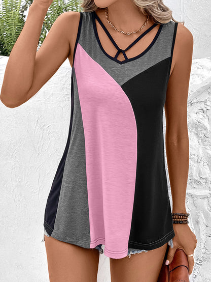 Color Block Tank Top-Teresa&#39;s Fashionista LLC