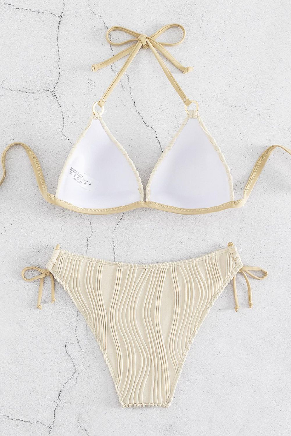 Textured Halter Neck Bikini Set-Teresa&#39;s Fashionista LLC