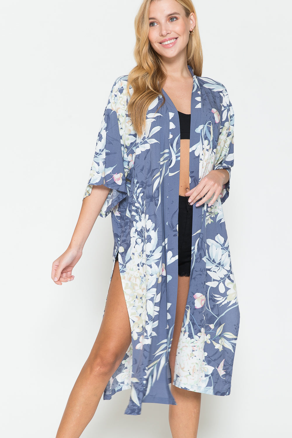 Justin Taylor Botanical Print Split Cover Up-Teresa&#39;s Fashionista LLC