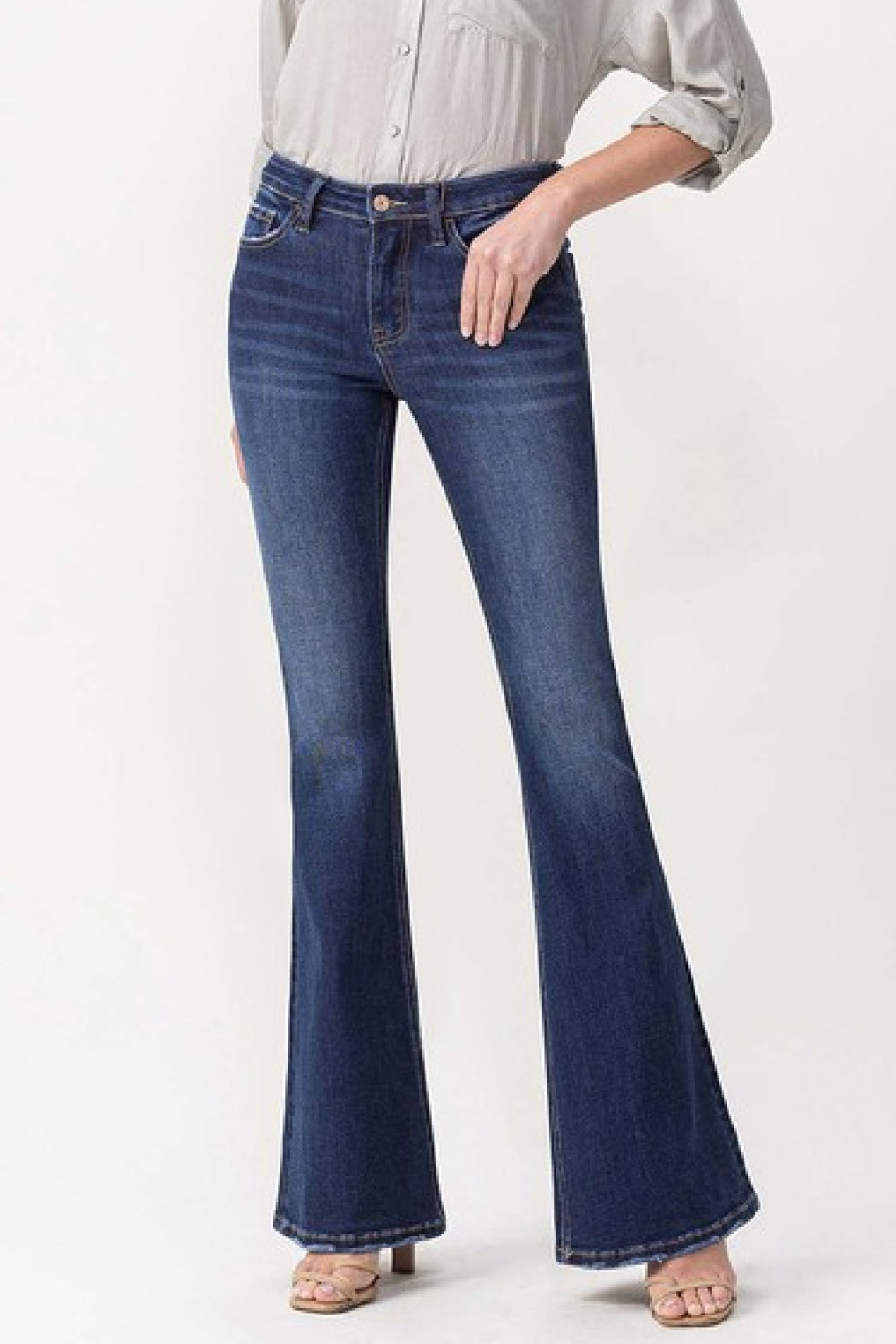 Lovervet Full Size Joanna Midrise Flare Jeans-Teresa&#39;s Fashionista LLC