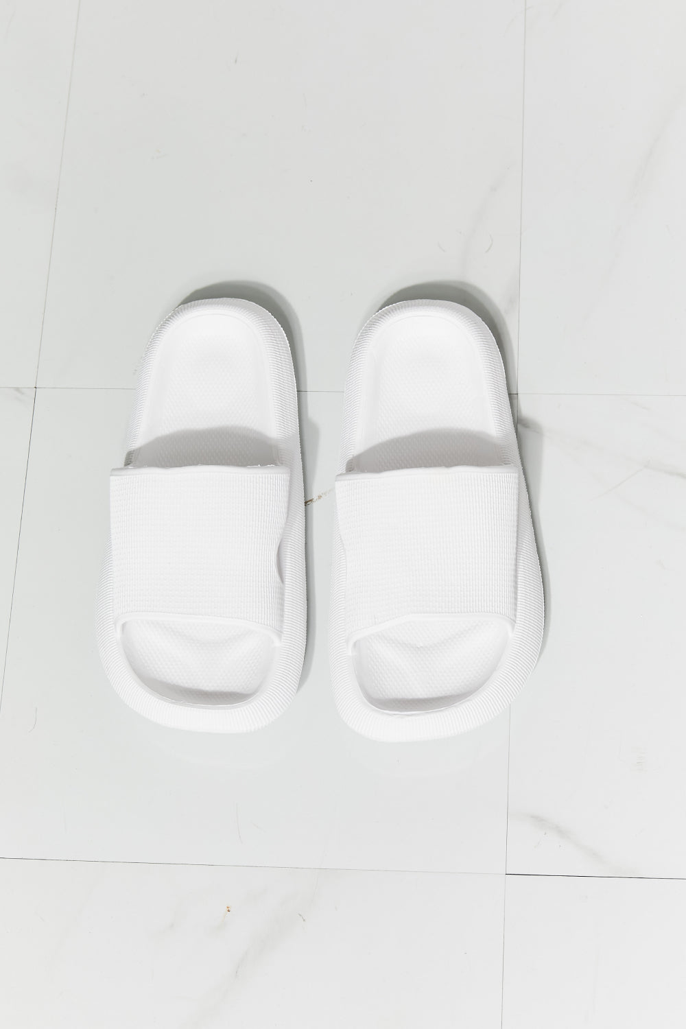 MMShoes Arms Around Me Open Toe Slide in White-Teresa&#39;s Fashionista LLC