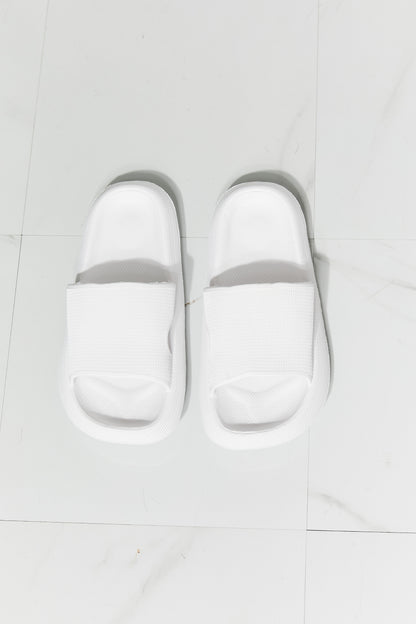 MMShoes Arms Around Me Open Toe Slide in White-Teresa&#39;s Fashionista LLC