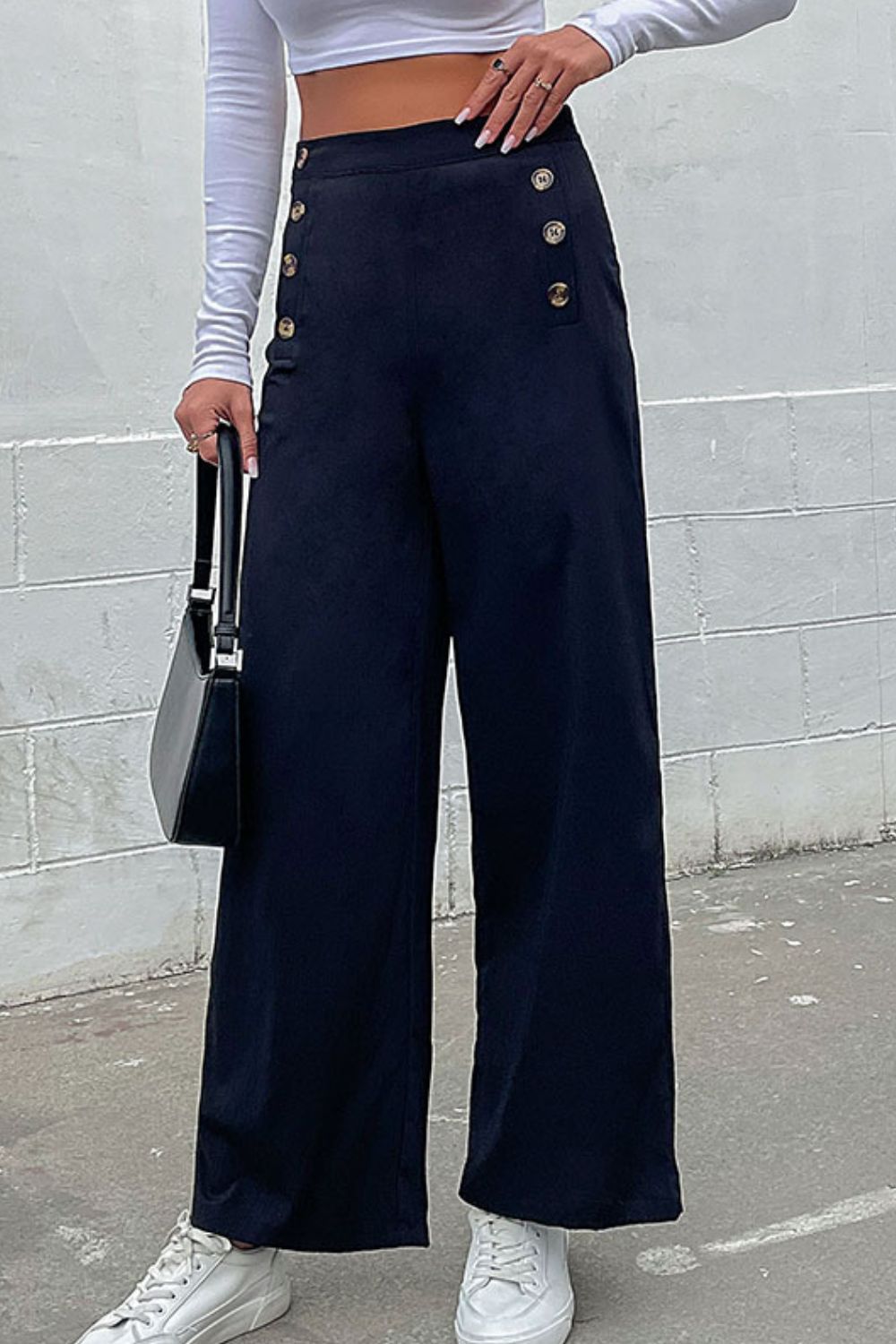 Double-Breasted Wide Leg Pants-Teresa&#39;s Fashionista LLC