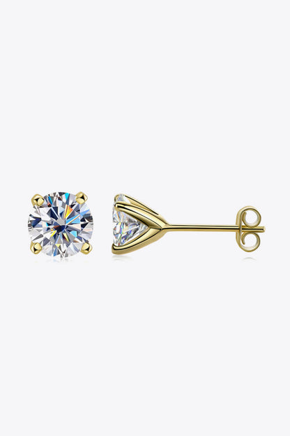 925 Sterling Silver 1 Carat Moissanite 4-Prong Stud Earrings-Teresa&#39;s Fashionista LLC