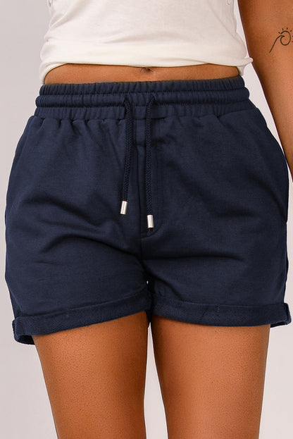 Drawstring Waist Cuffed Shorts-Teresa&#39;s Fashionista LLC