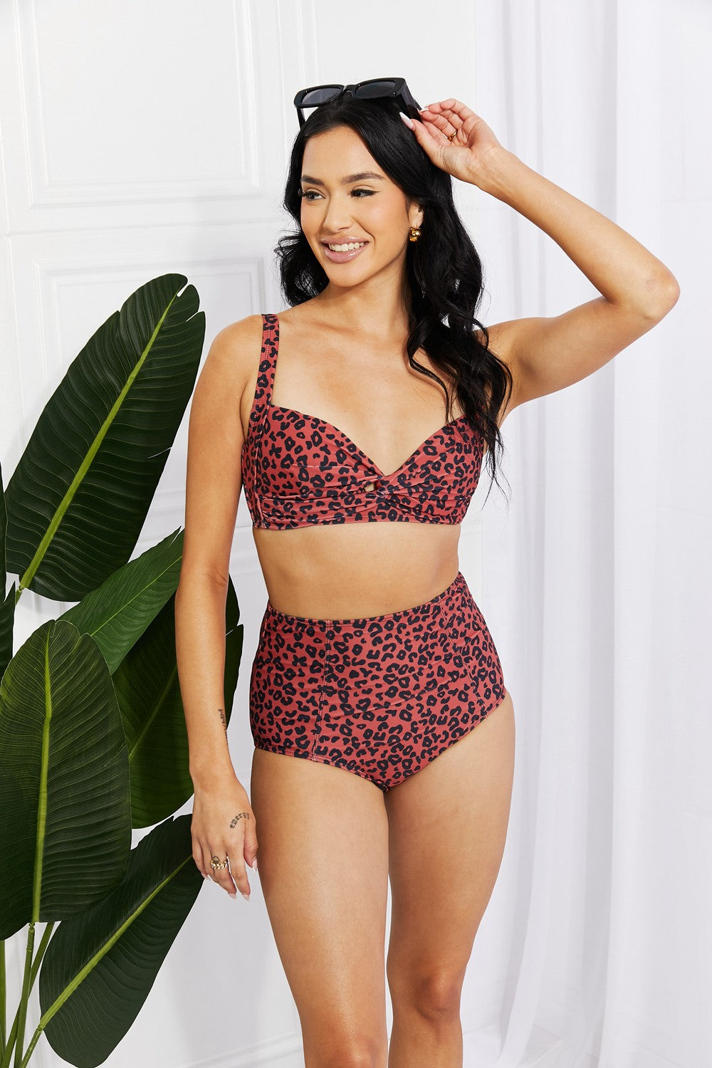 Marina West Swim Take A Dip Twist High-Rise Bikini in Ochre-Teresa&#39;s Fashionista LLC