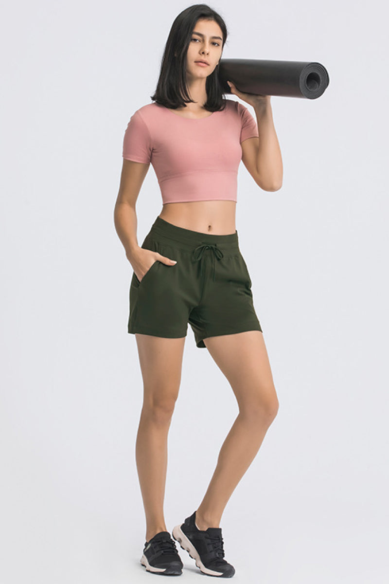 Waist Tie Active Shorts-Teresa&#39;s Fashionista LLC