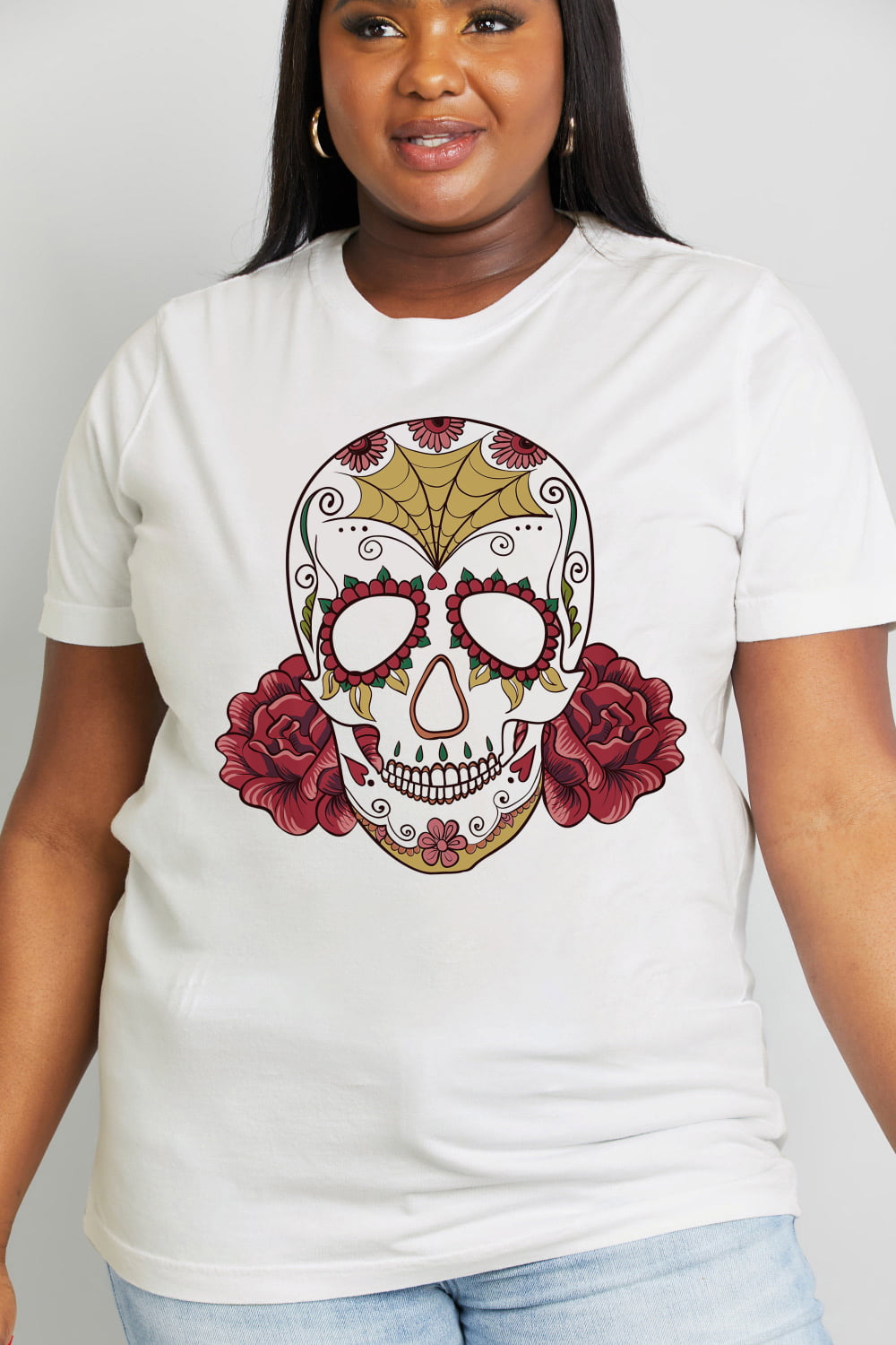 Simply Love Full Size Skull Graphic Cotton Tee-Teresa&#39;s Fashionista LLC