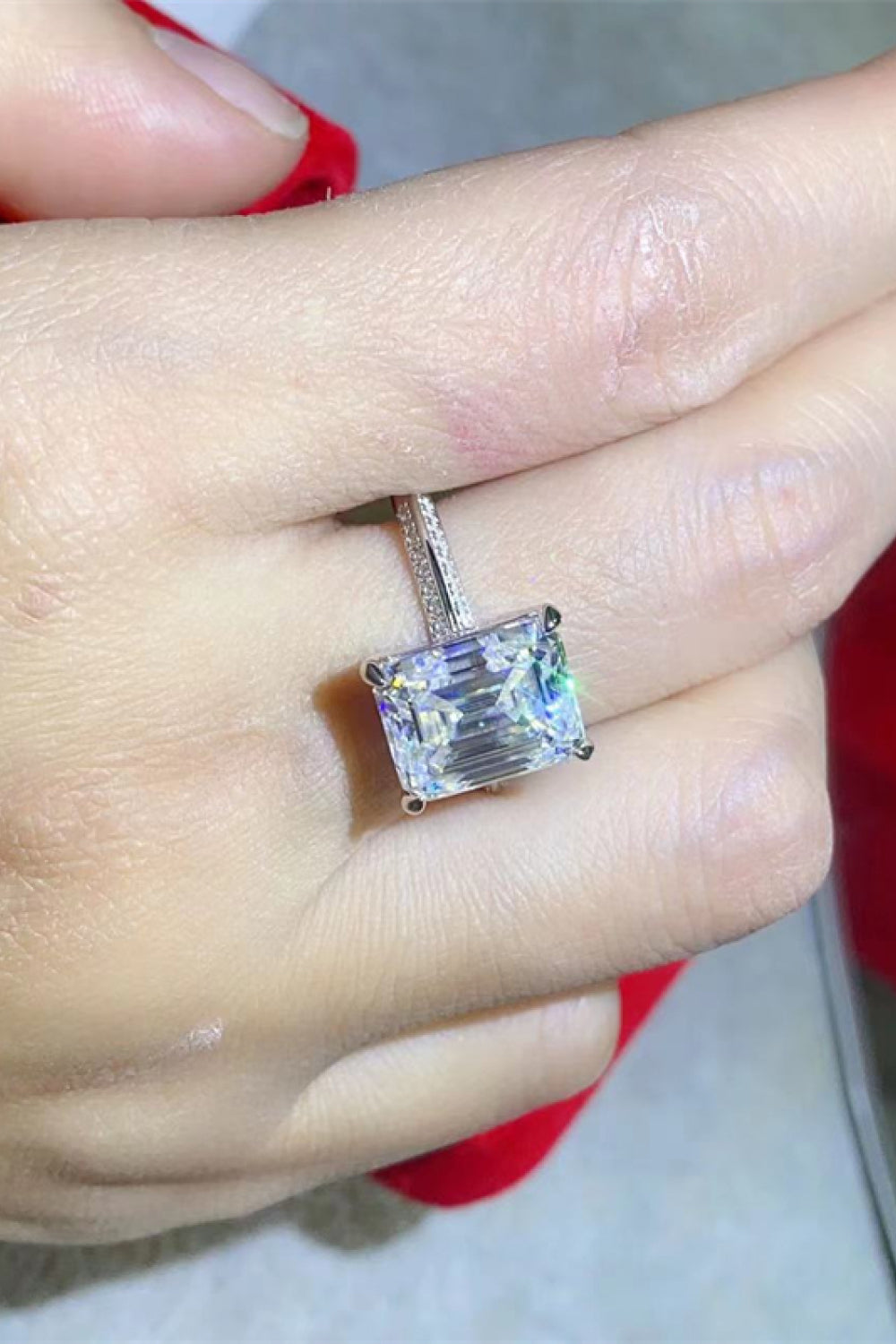 5 Carat Moissanite Platinum-Plated Ring-Teresa&#39;s Fashionista LLC