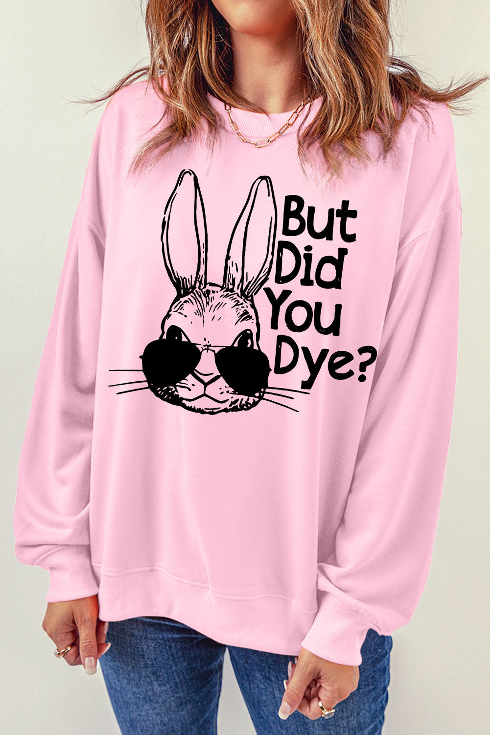 Easter Graphic Dropped Shoulder Sweatshirt-Teresa&#39;s Fashionista LLC