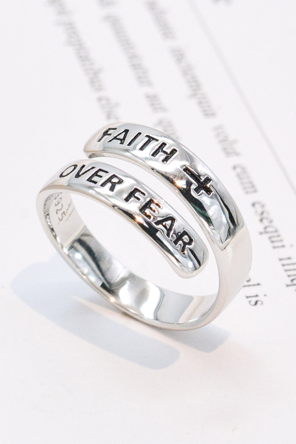 925 Sterling Silver FAITH OVER FEAR Bypass Ring-Teresa&#39;s Fashionista LLC