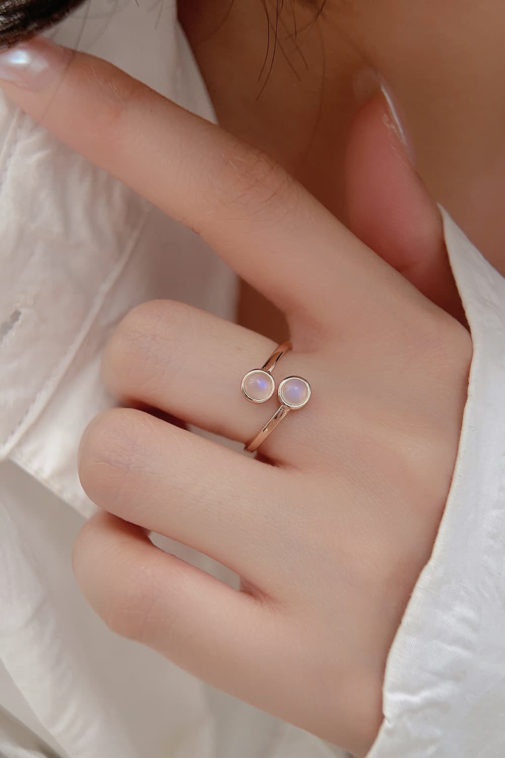 High Quality Natural Moonstone 925 Sterling Silver Toi Et Moi Ring-Teresa&#39;s Fashionista LLC