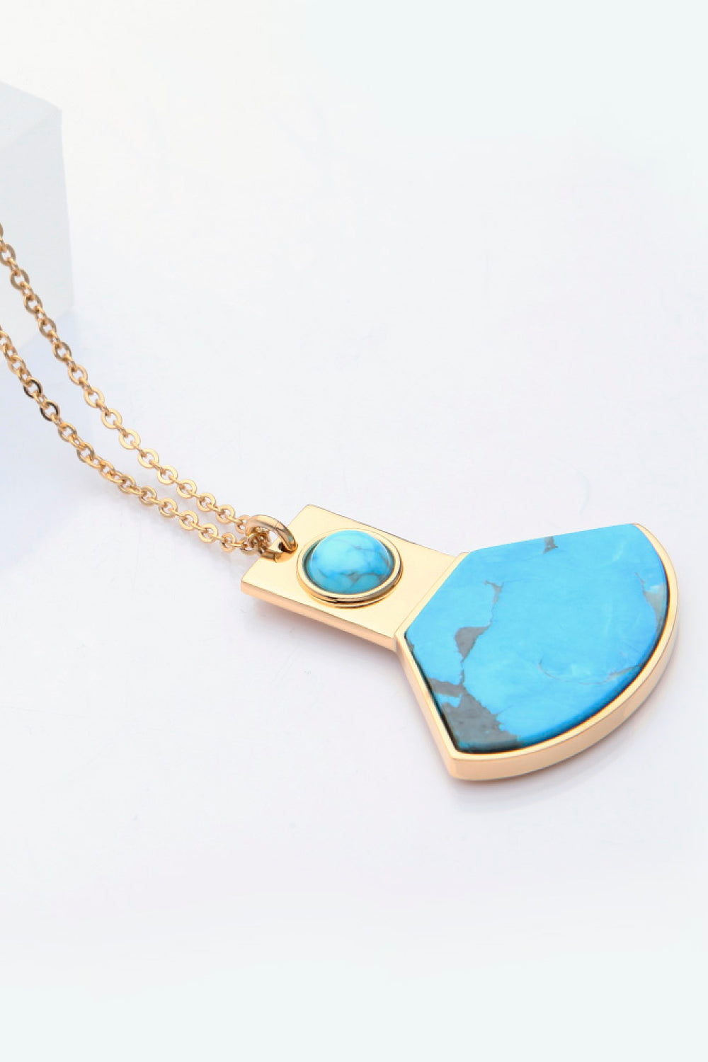 18K Gold Plated Turquoise Pendant Necklace-Teresa&#39;s Fashionista LLC