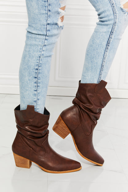 MMShoes Better in Texas Scrunch Cowboy Boots in Brown-Teresa&#39;s Fashionista LLC